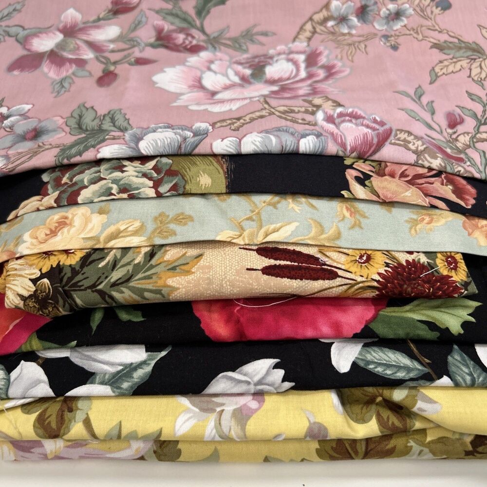 Fabric Lot of 7 Quilting Crafts Sewing Art Project Floral Cotton Prints
